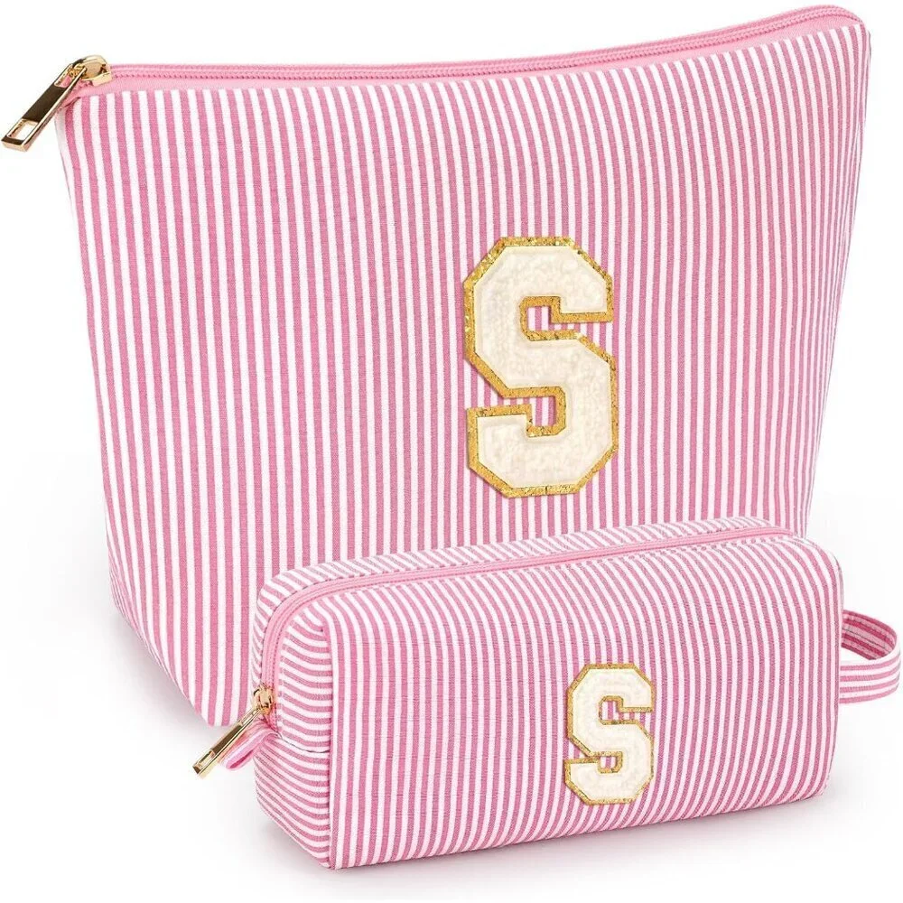 2 PCS Makeup Bags Women Travel Toiletry Organizer Pink Gifts for Teen Girls